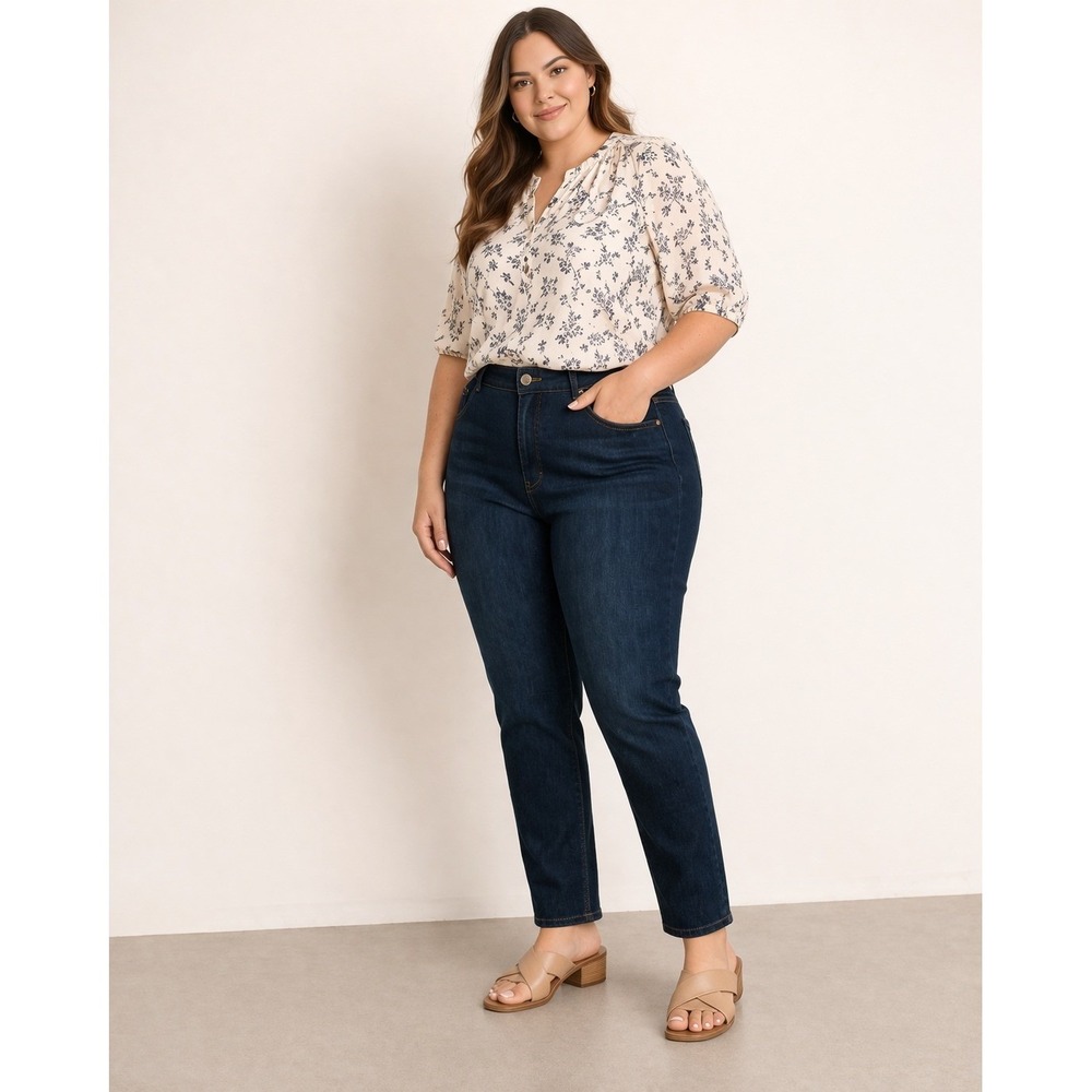 Lee Womens Dark Wash Jeans Straight‎ Mid Rise 20W Stretch Classic Denim NWT